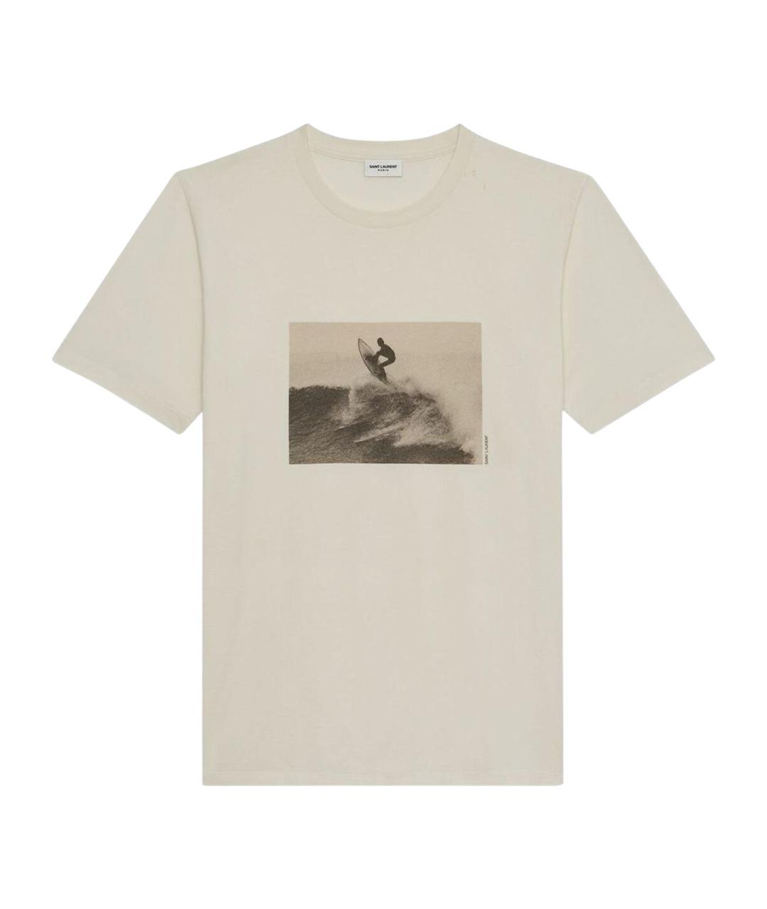 SAINT LAURENT Белая хлопковая футболка, фото 1