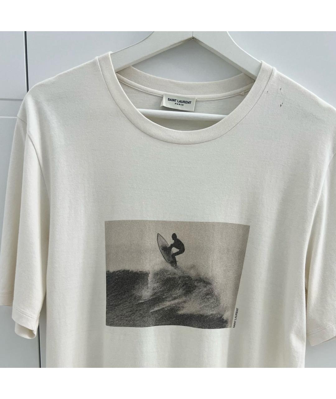 SAINT LAURENT Белая хлопковая футболка, фото 4