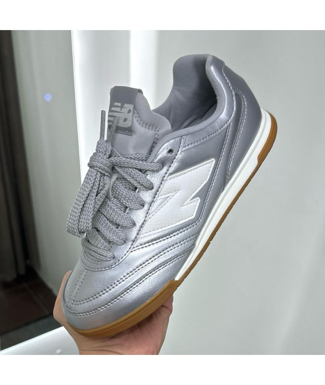 NEW BALANCE Серебряные кожаные кроссовки, фото 2