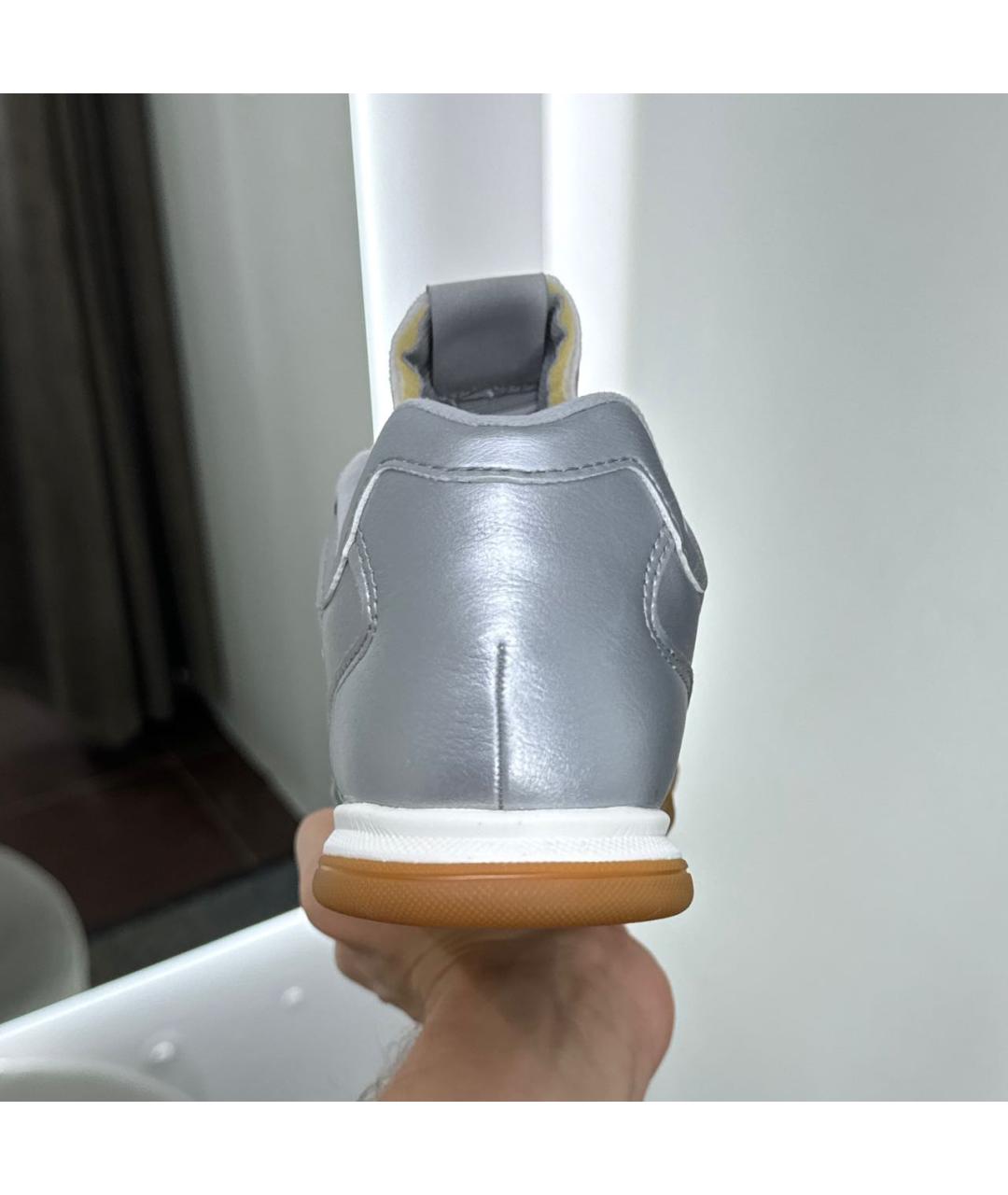 NEW BALANCE Серебряные кожаные кроссовки, фото 3