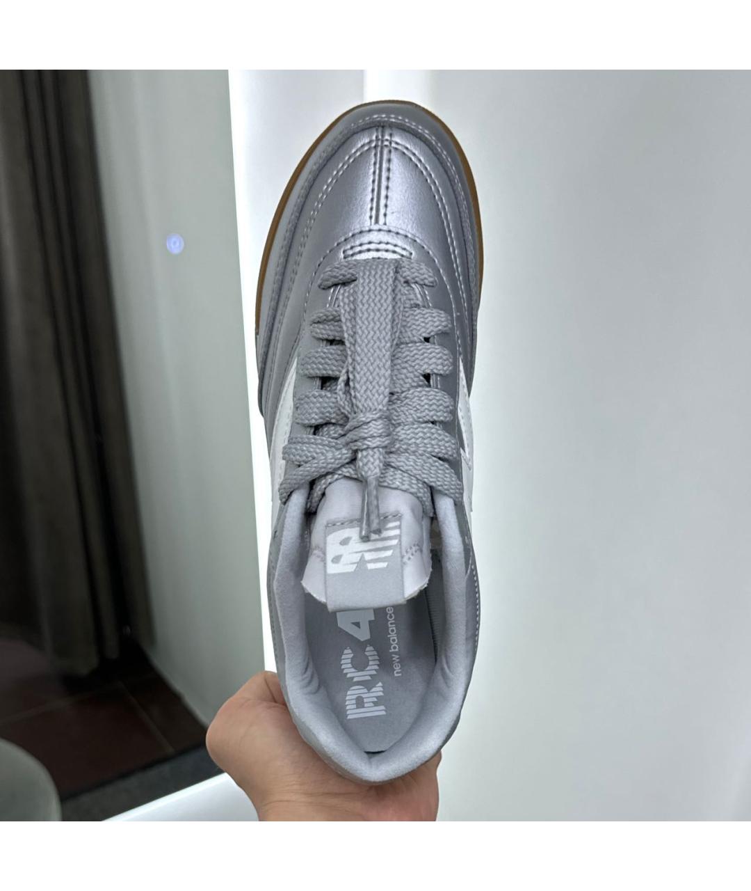 NEW BALANCE Серебряные кожаные кроссовки, фото 4