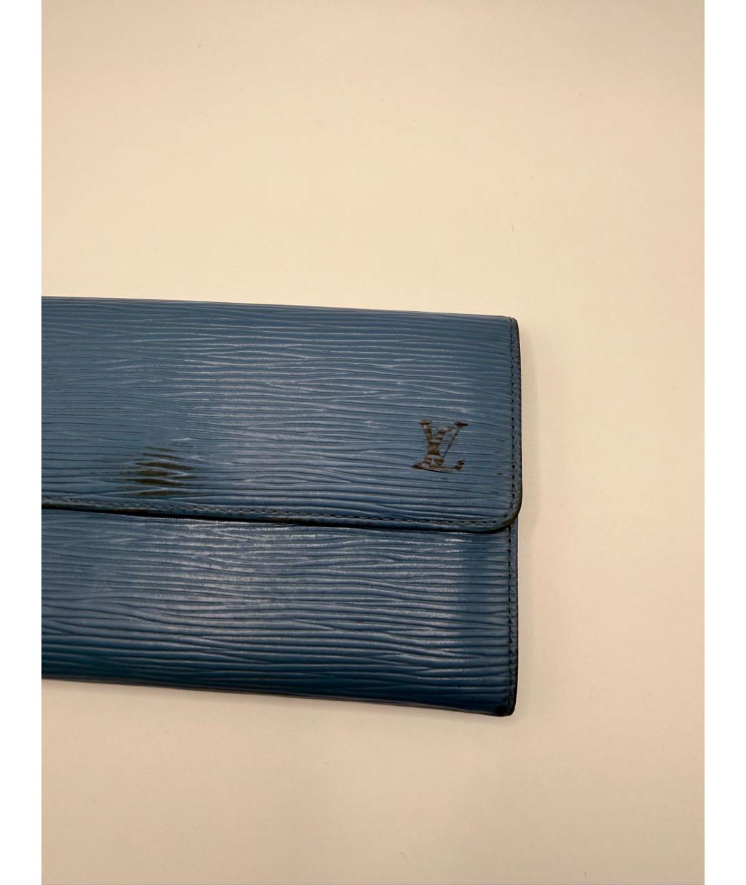 LOUIS VUITTON Синий кожаный кошелек, фото 2