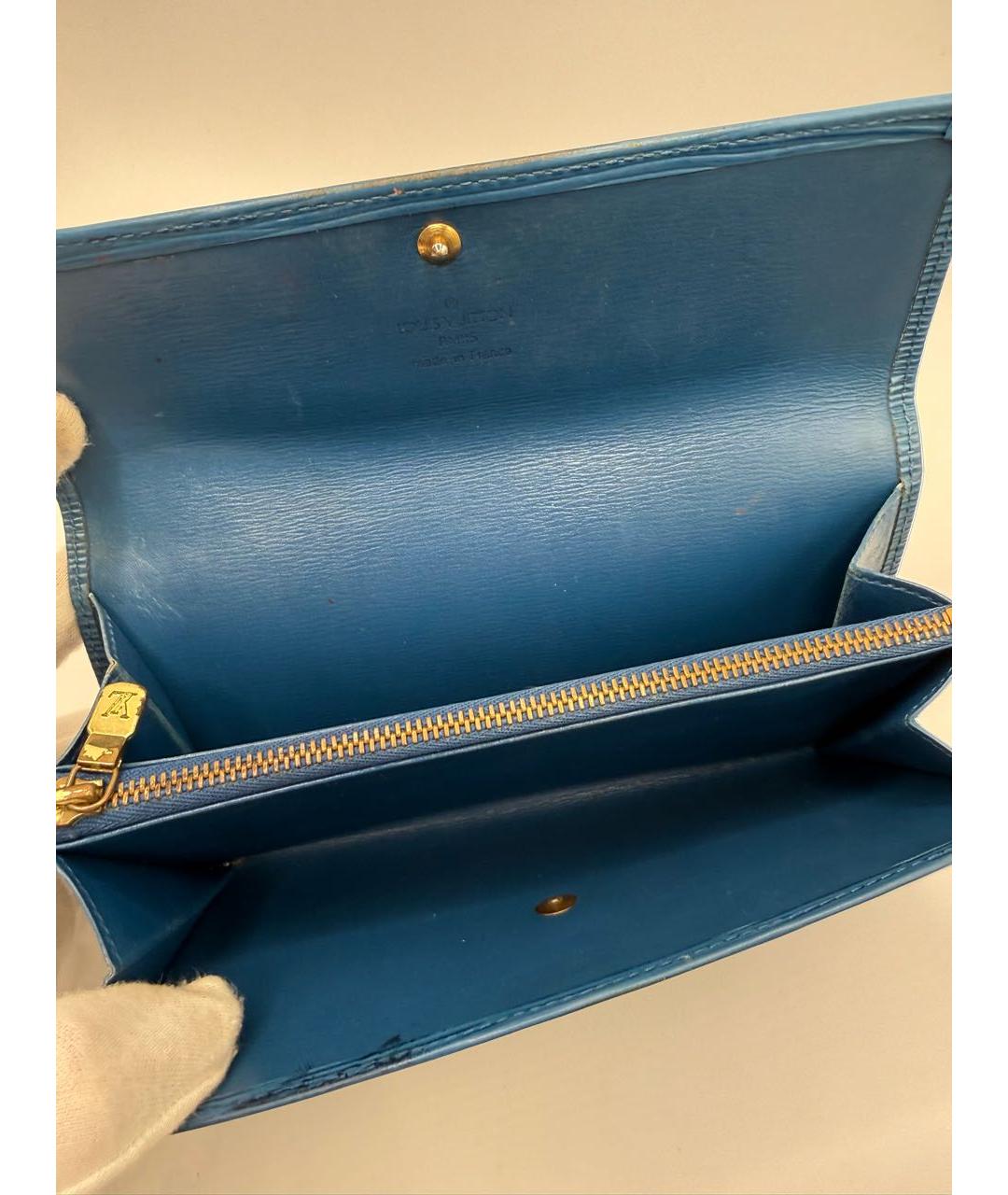 LOUIS VUITTON Синий кожаный кошелек, фото 8