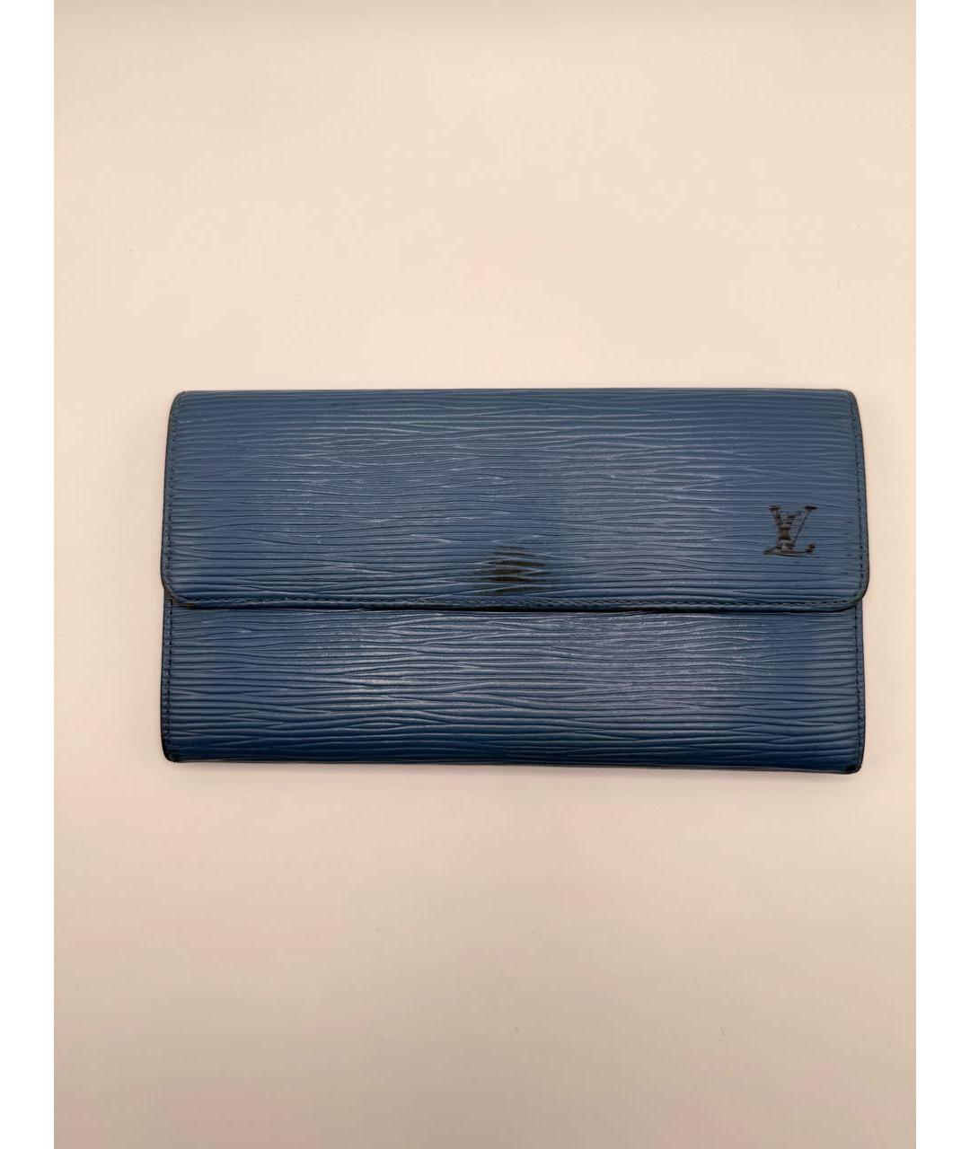 LOUIS VUITTON Синий кожаный кошелек, фото 9