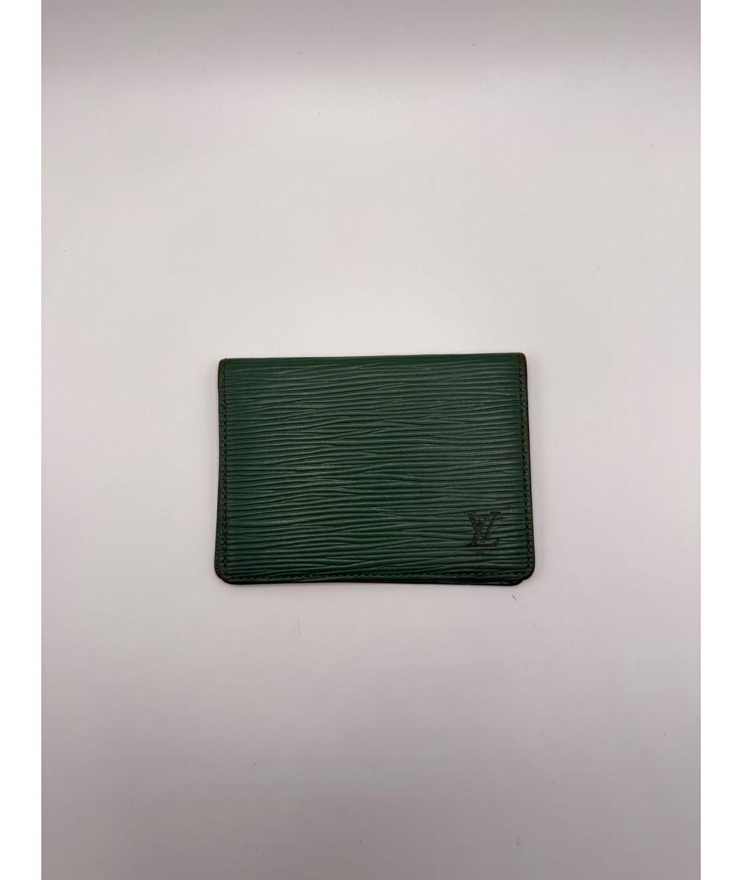 LOUIS VUITTON Зеленый кожаный кардхолдер, фото 8