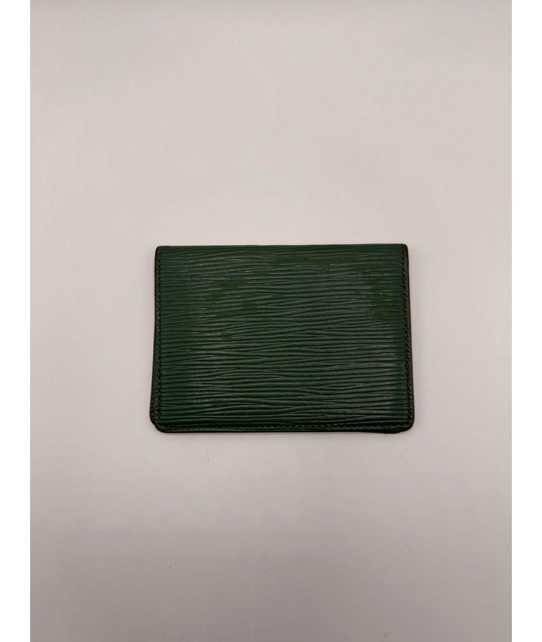 LOUIS VUITTON Зеленый кожаный кардхолдер, фото 3