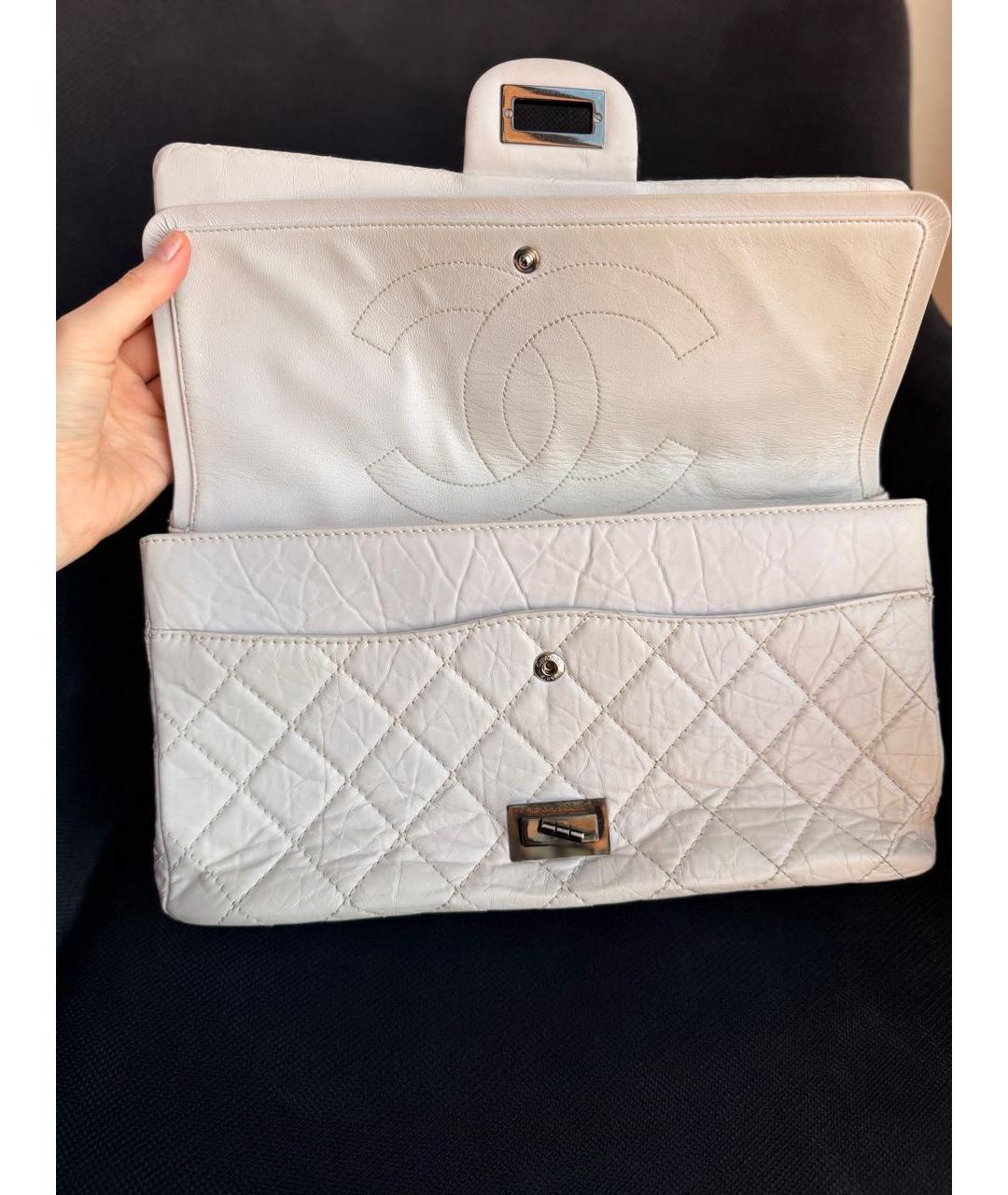 CHANEL Серая кожаная сумка с короткими ручками, фото 7