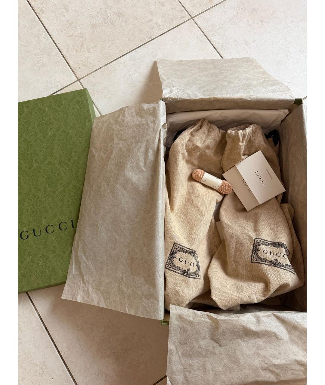 GUCCI Белые кожаные кроссовки, фото 4