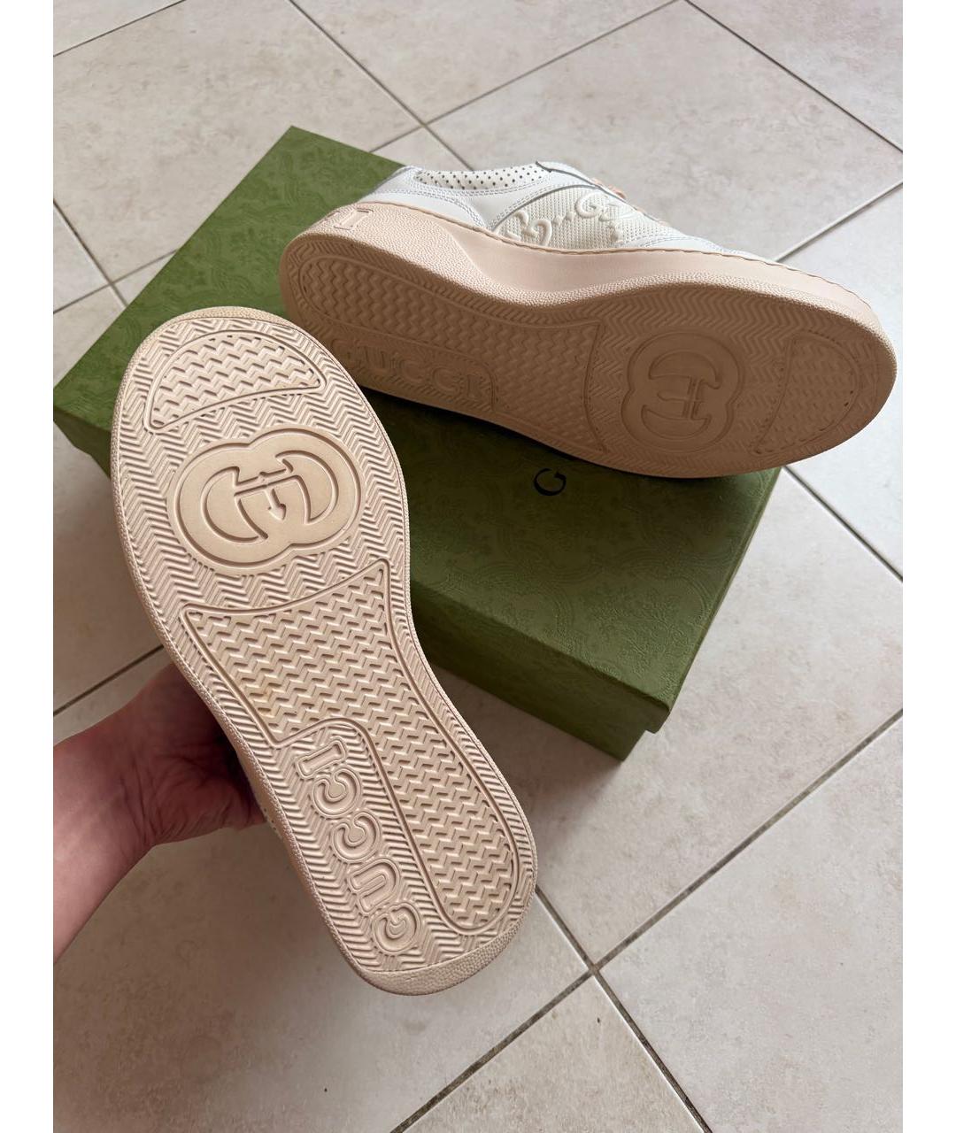 GUCCI Белые кожаные кроссовки, фото 2