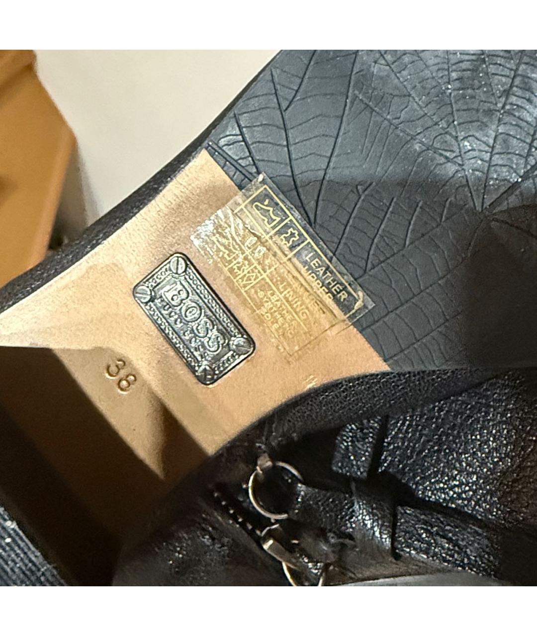 HUGO BOSS Черные кожаные сапоги, фото 4