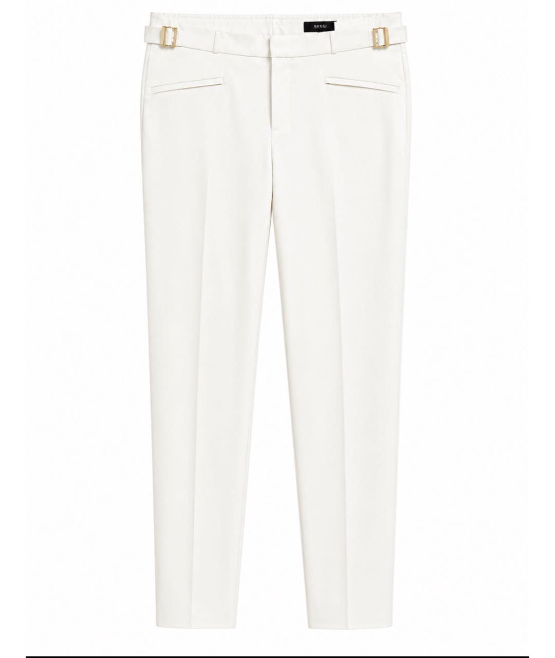 GUCCI Белые хлопковые брюки узкие, фото 1