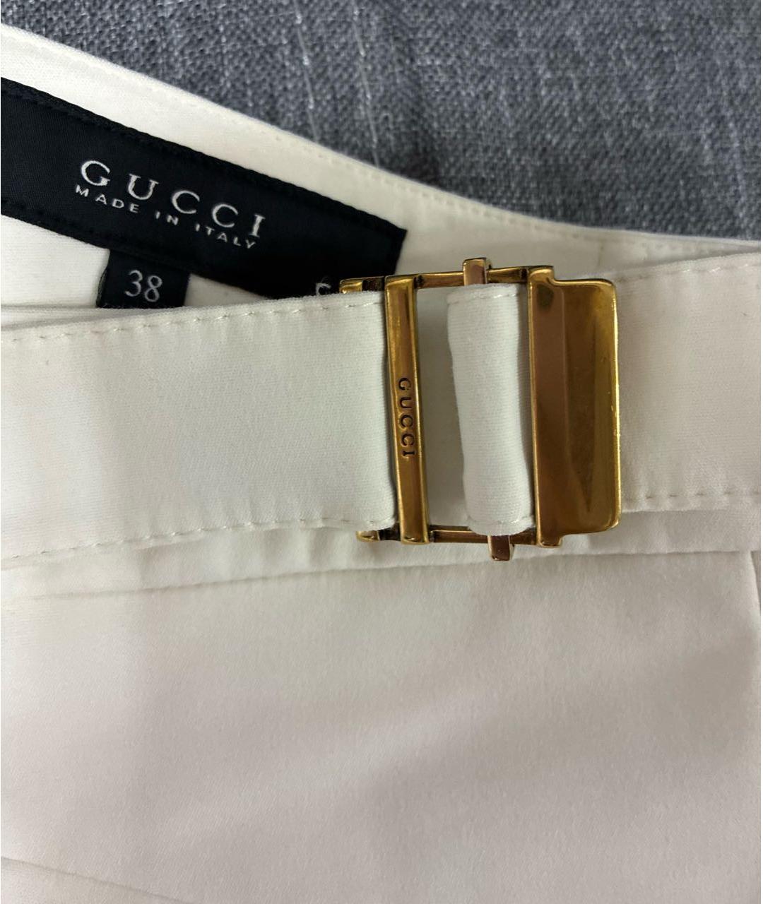 GUCCI Белые хлопковые брюки узкие, фото 4