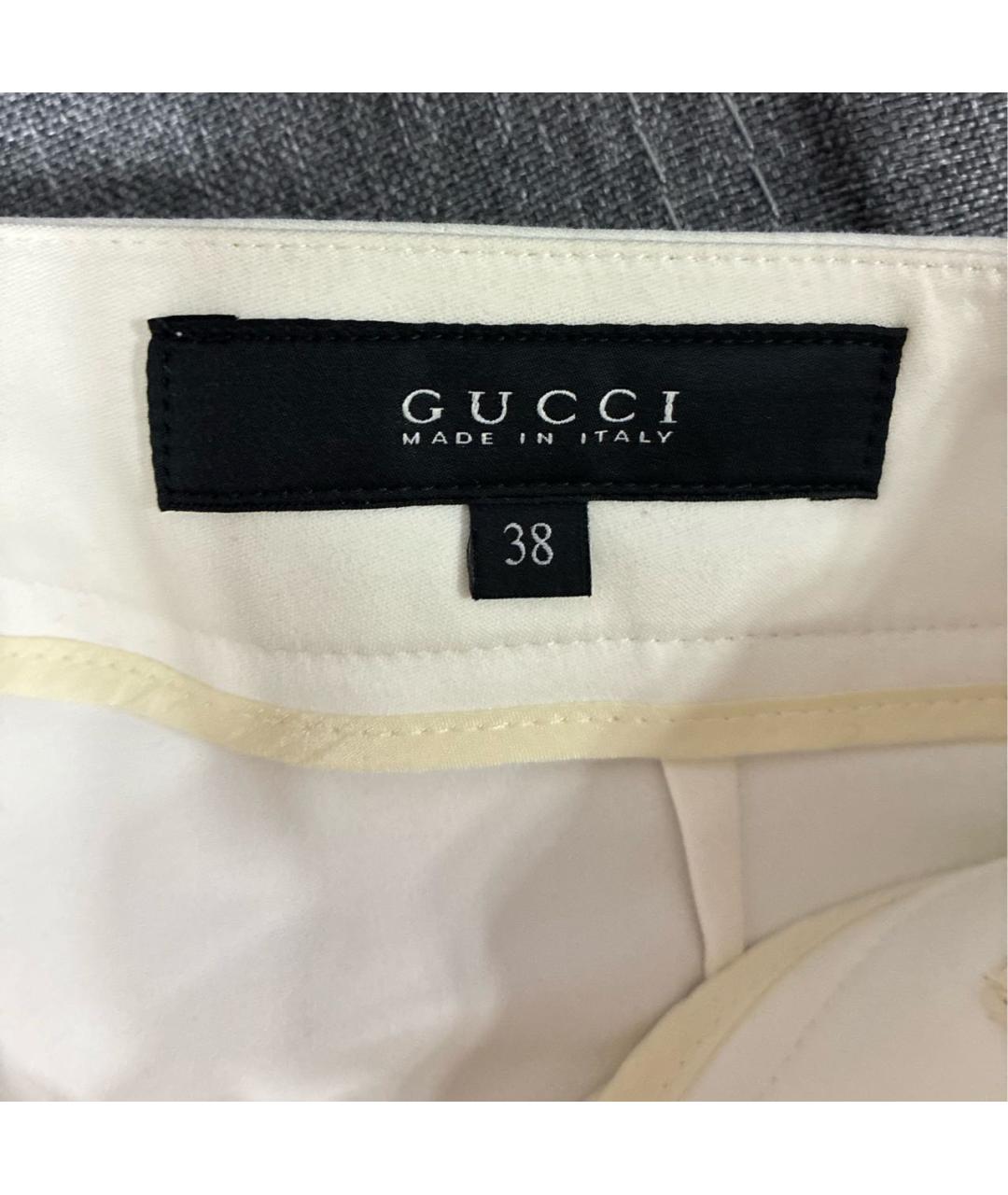 GUCCI Белые хлопковые брюки узкие, фото 3