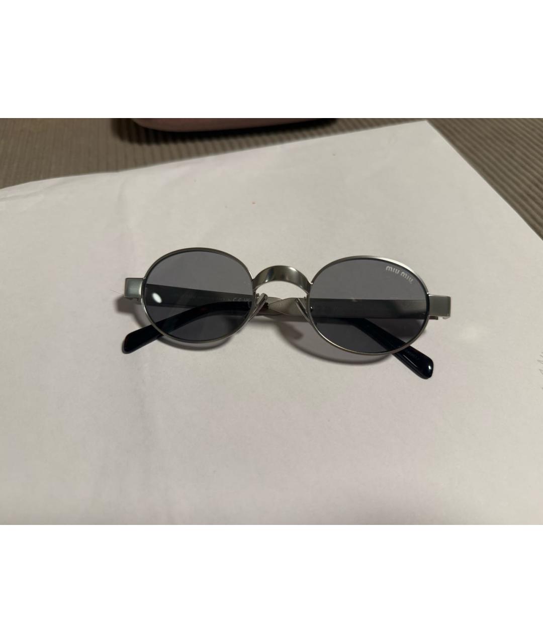 MIU MIU Серебряные металлические солнцезащитные очки, фото 7