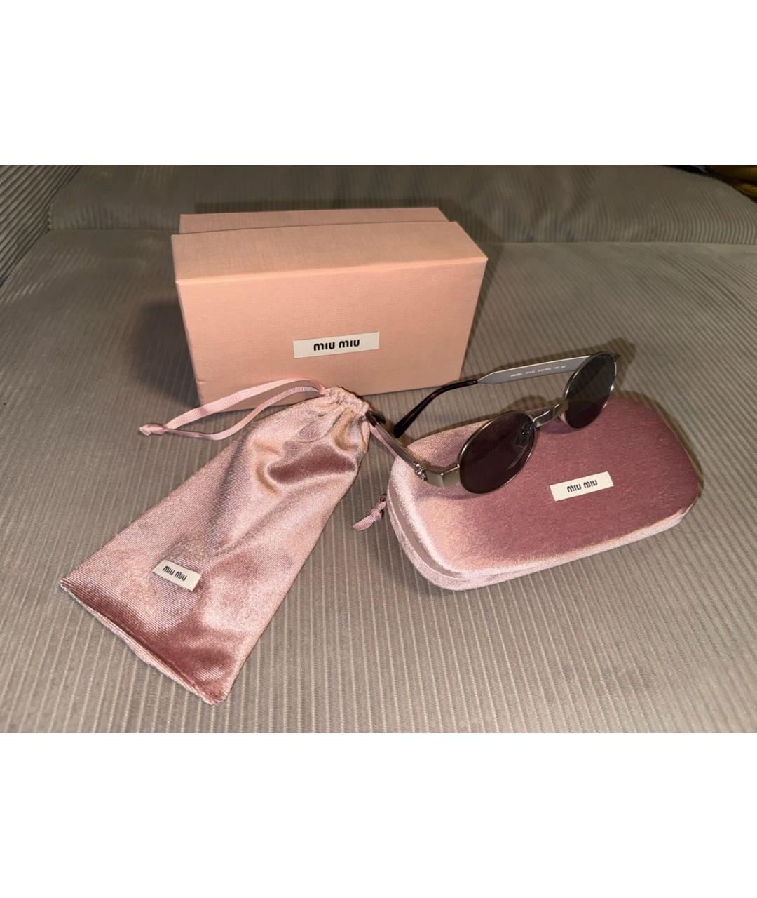 MIU MIU Серебряные металлические солнцезащитные очки, фото 6