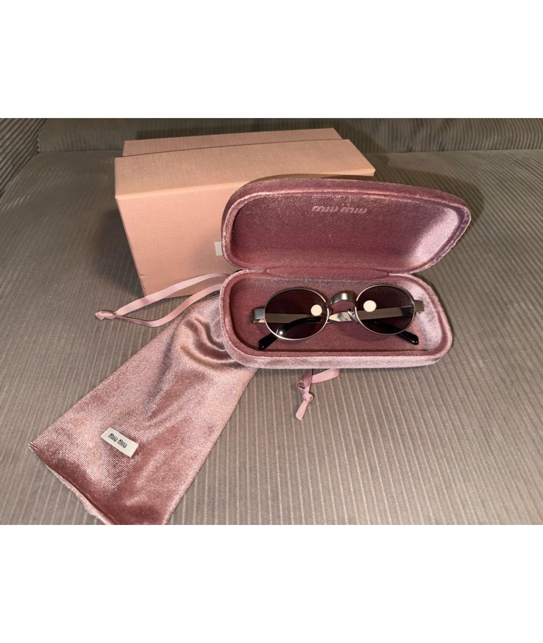MIU MIU Серебряные металлические солнцезащитные очки, фото 5