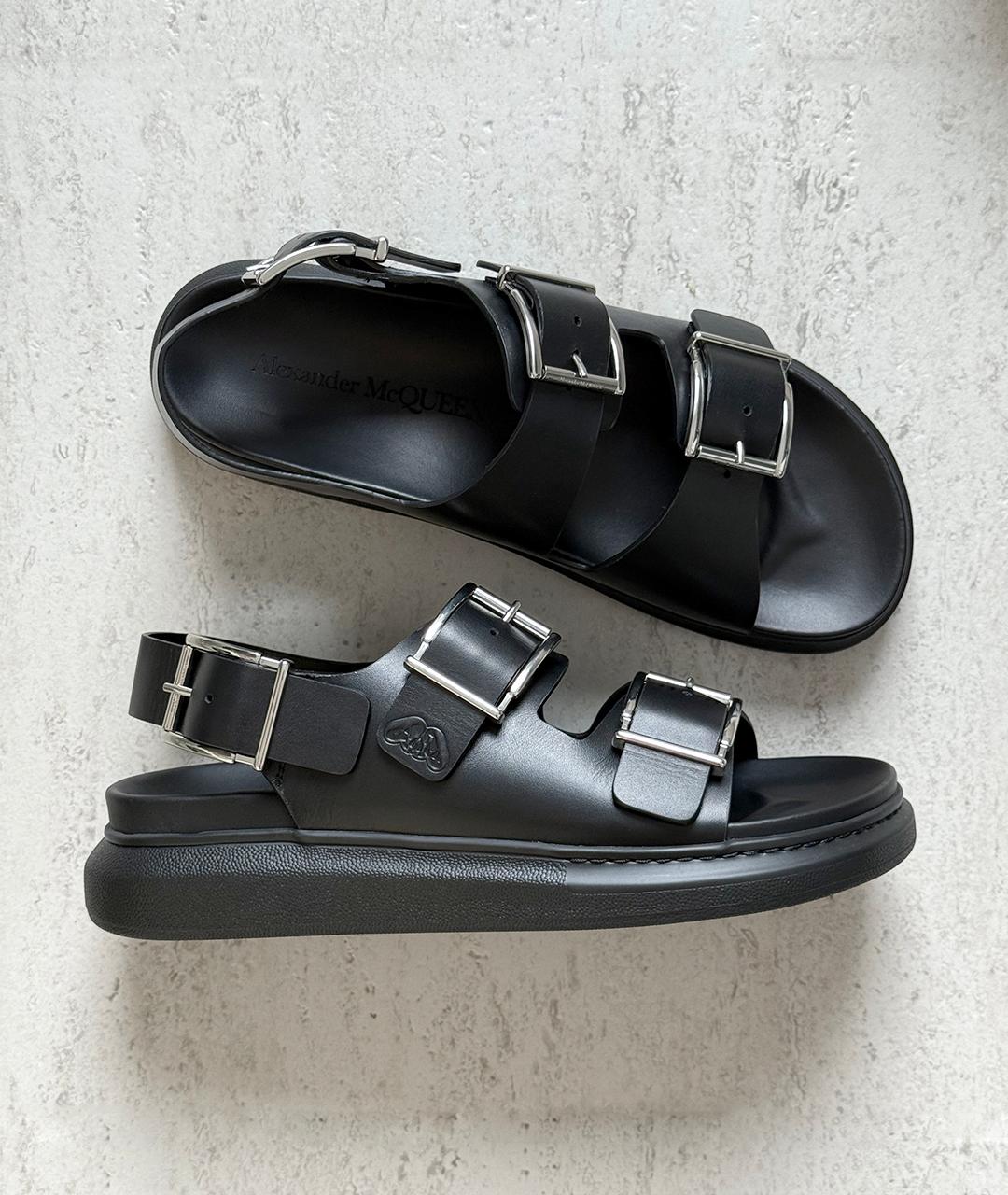 ALEXANDER MCQUEEN Черные кожаные сандалии, фото 2