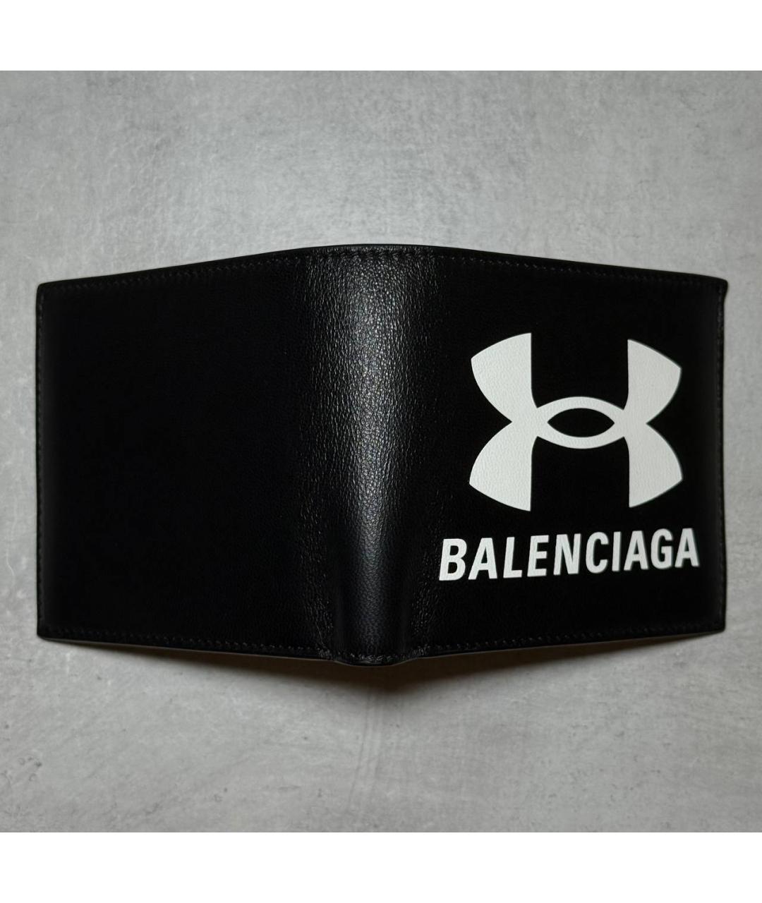 BALENCIAGA Черный кожаный кошелек, фото 5
