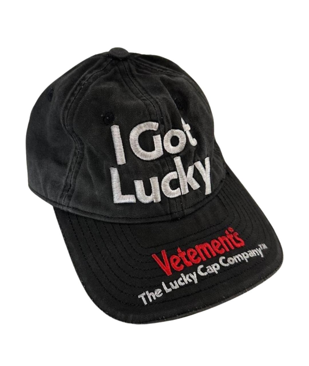 VETEMENTS Черная хлопковая кепка, фото 1