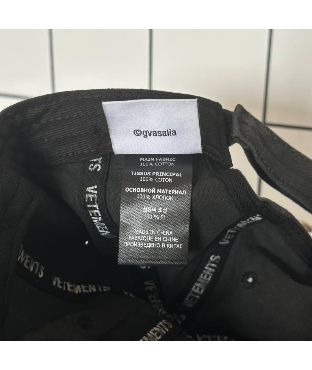 VETEMENTS Черная хлопковая кепка, фото 4