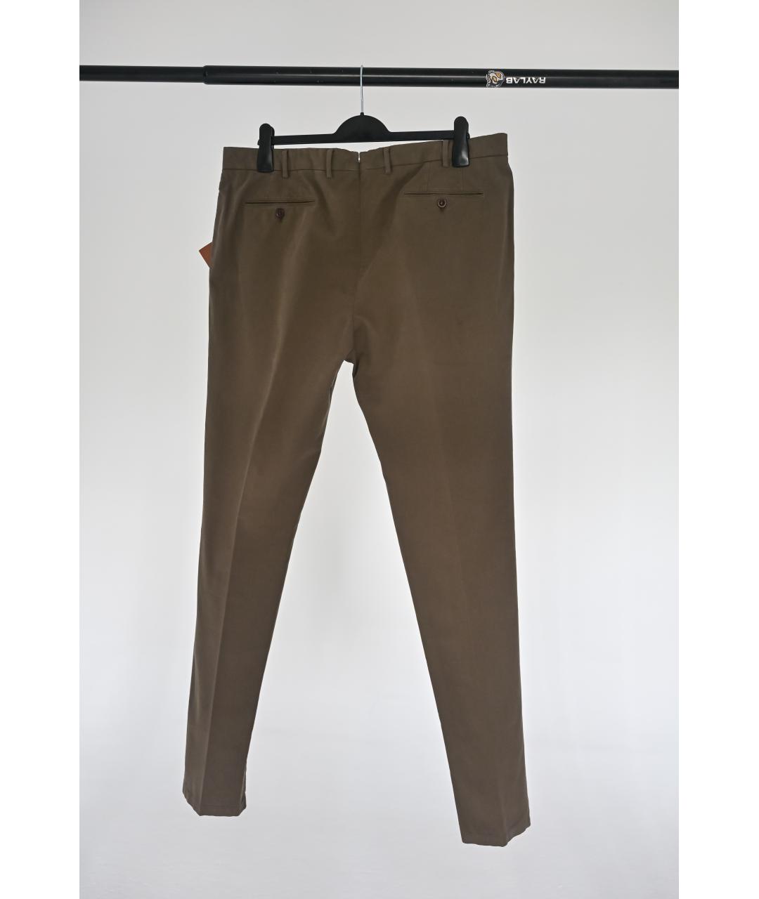 LORO PIANA Коричневые хлопко-эластановые повседневные брюки, фото 2