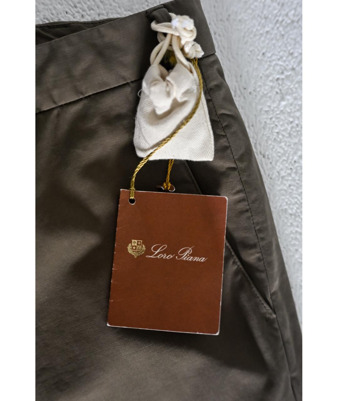 LORO PIANA Коричневые хлопко-эластановые повседневные брюки, фото 6