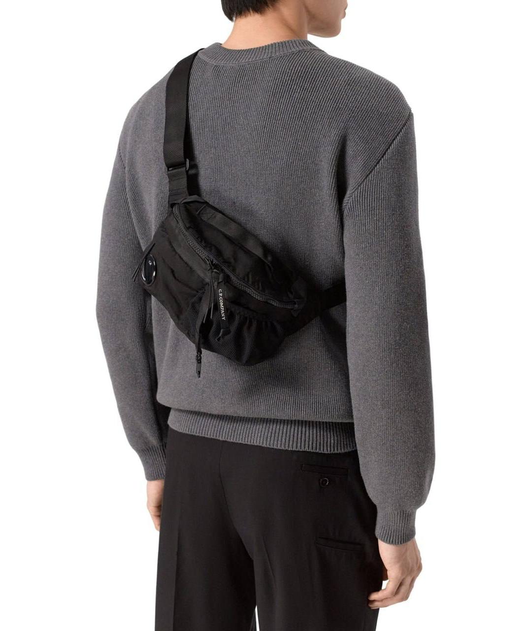 CP COMPANY Черная тканевая сумка на плечо, фото 4