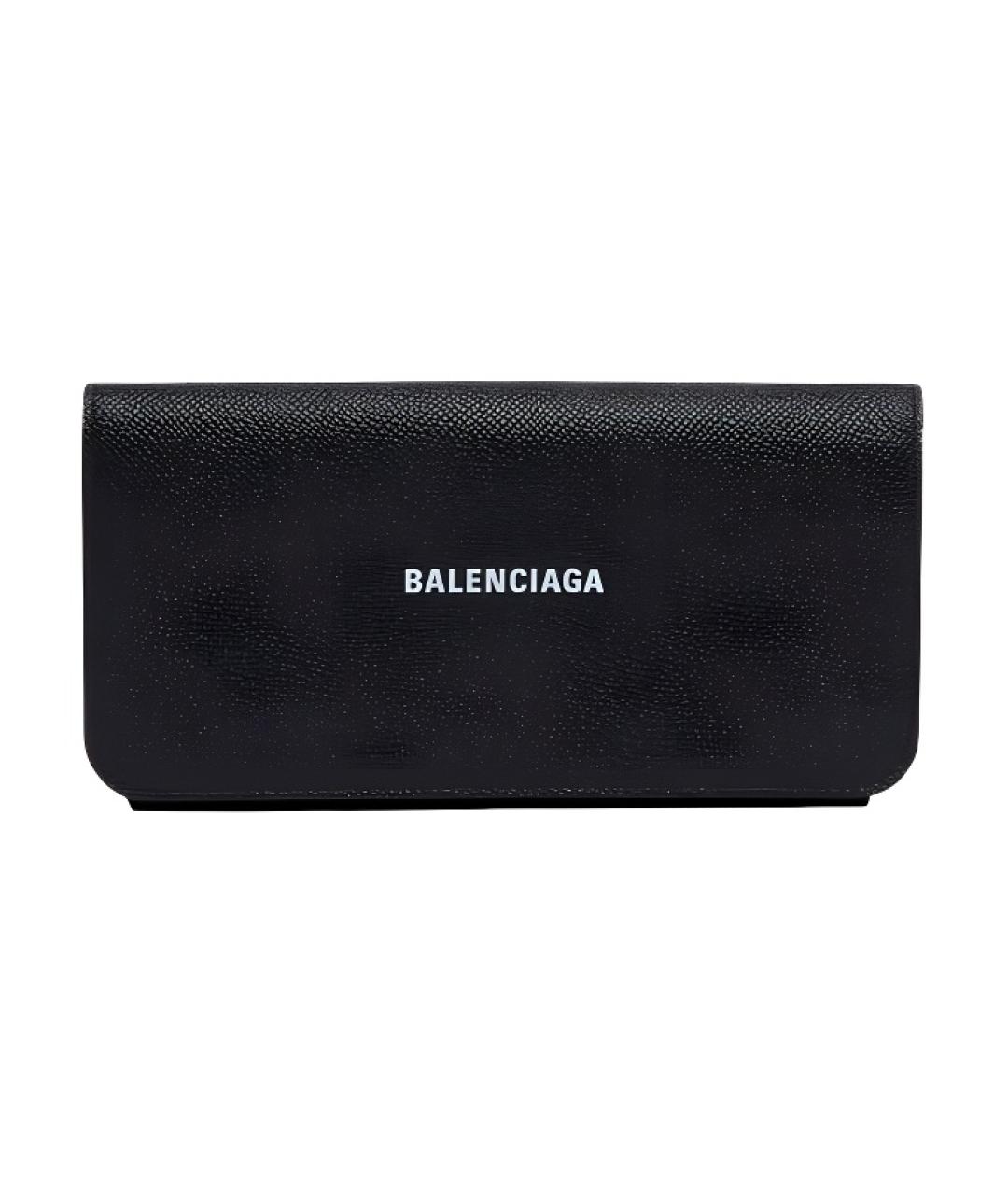 BALENCIAGA Черный кожаный кошелек, фото 1