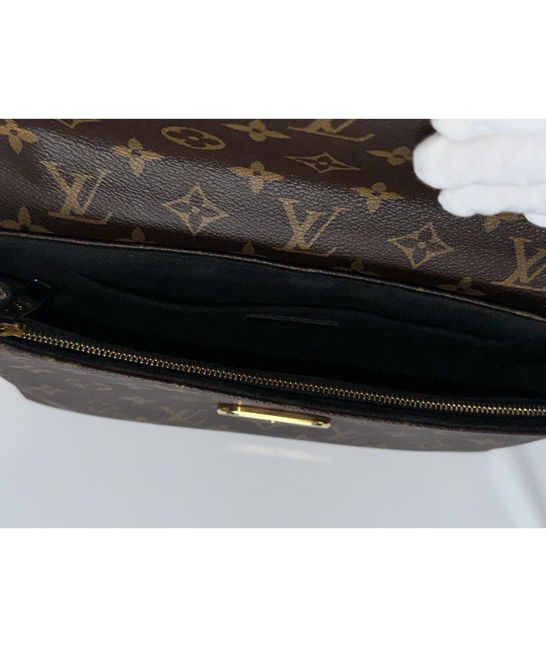 LOUIS VUITTON Коричневая кожаная сумка через плечо, фото 7