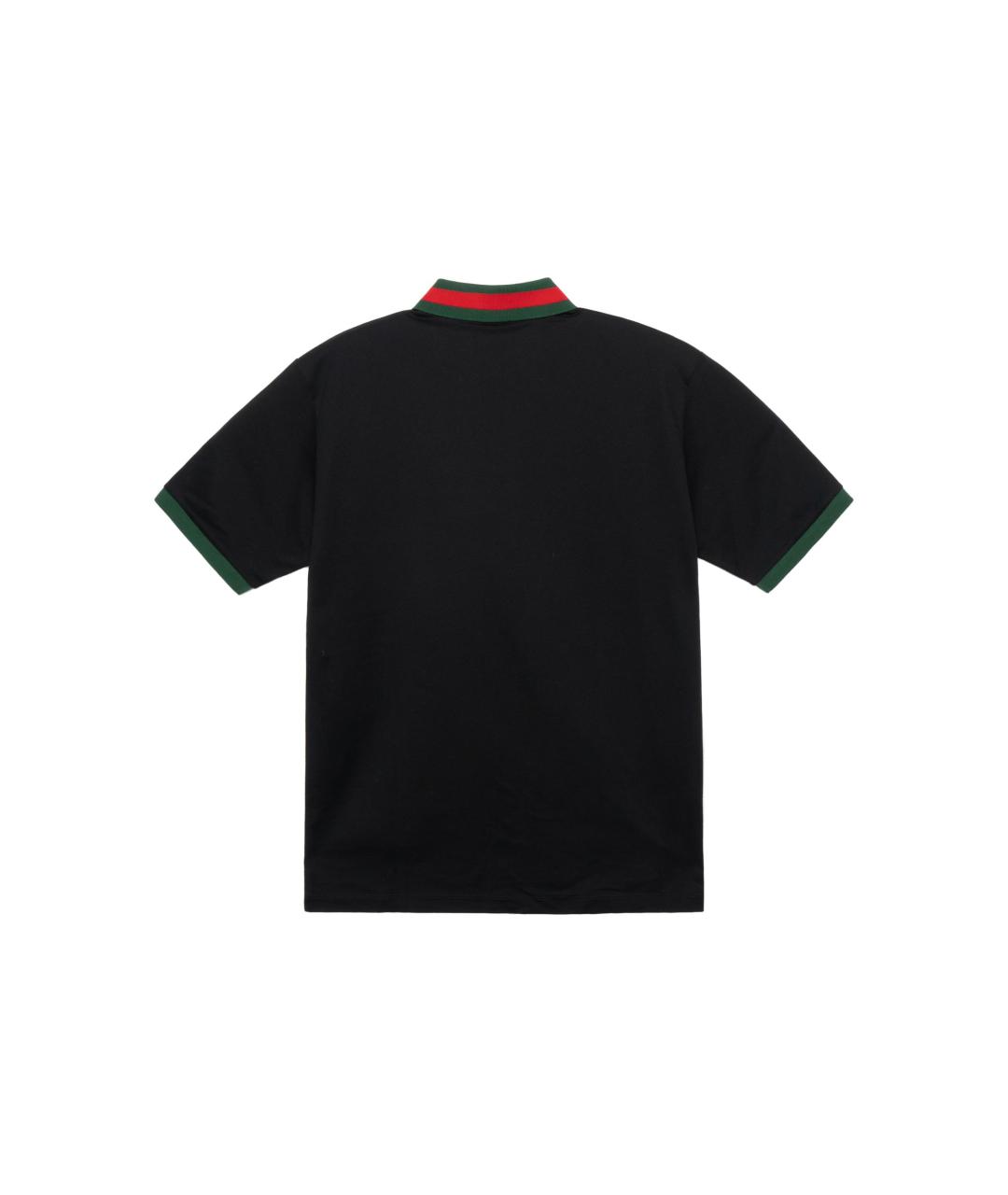 GUCCI Черное хлопковое поло с коротким рукавом, фото 2