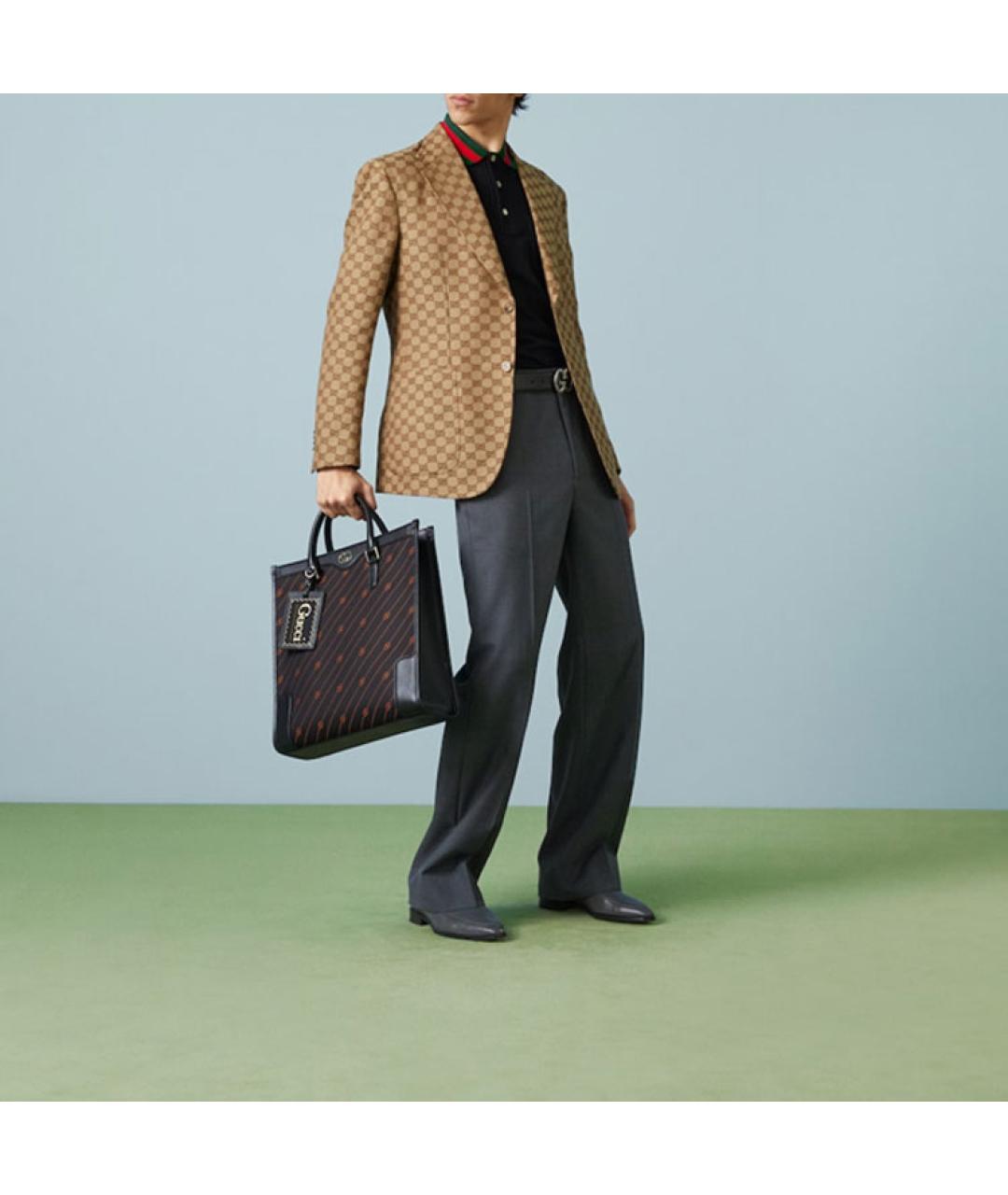 GUCCI Черное хлопковое поло с коротким рукавом, фото 5