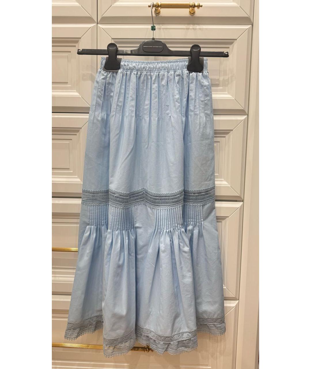 ERMANNO SCERVINO Голубая хлопковая юбка миди, фото 4