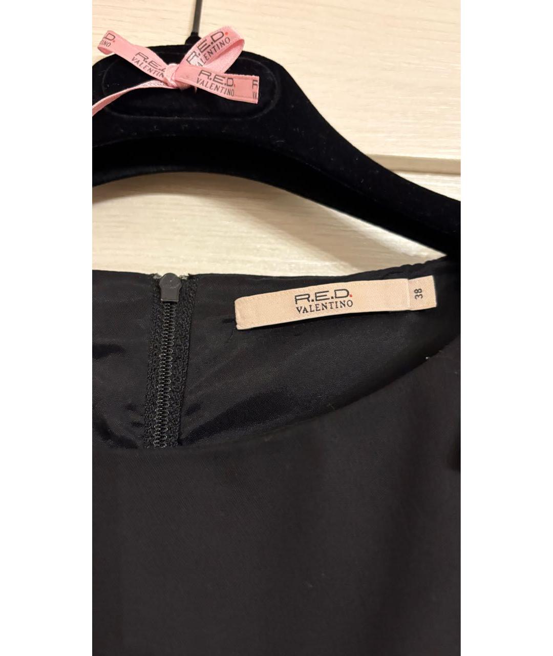 RED VALENTINO Черное хлопко-эластановое коктейльное платье, фото 3