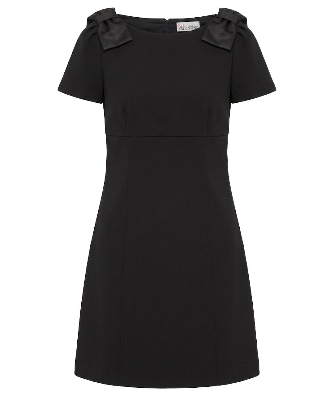 RED VALENTINO Черное хлопко-эластановое коктейльное платье, фото 1
