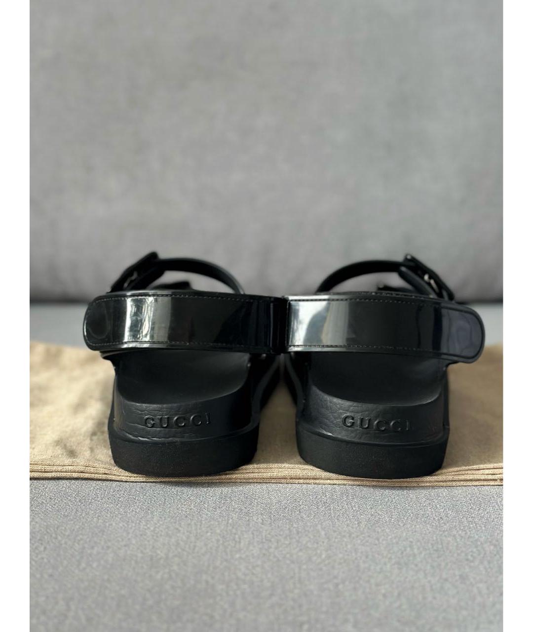 GUCCI Черные резиновые сандалии, фото 5