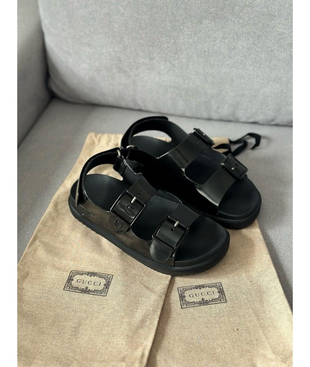 GUCCI Черные резиновые сандалии, фото 2