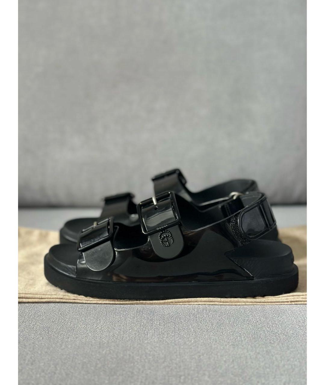 GUCCI Черные резиновые сандалии, фото 4