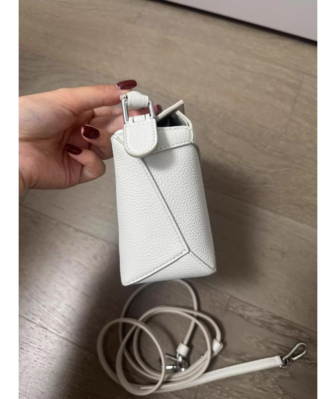 LOEWE Белая кожаная сумка через плечо, фото 2