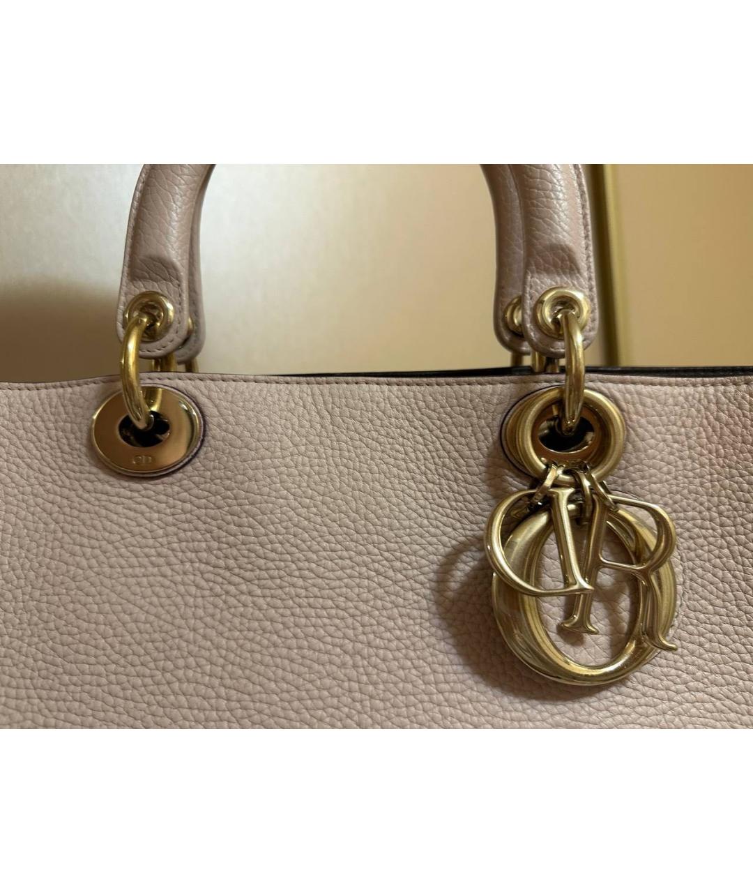 CHRISTIAN DIOR Розовая кожаная сумка тоут, фото 3