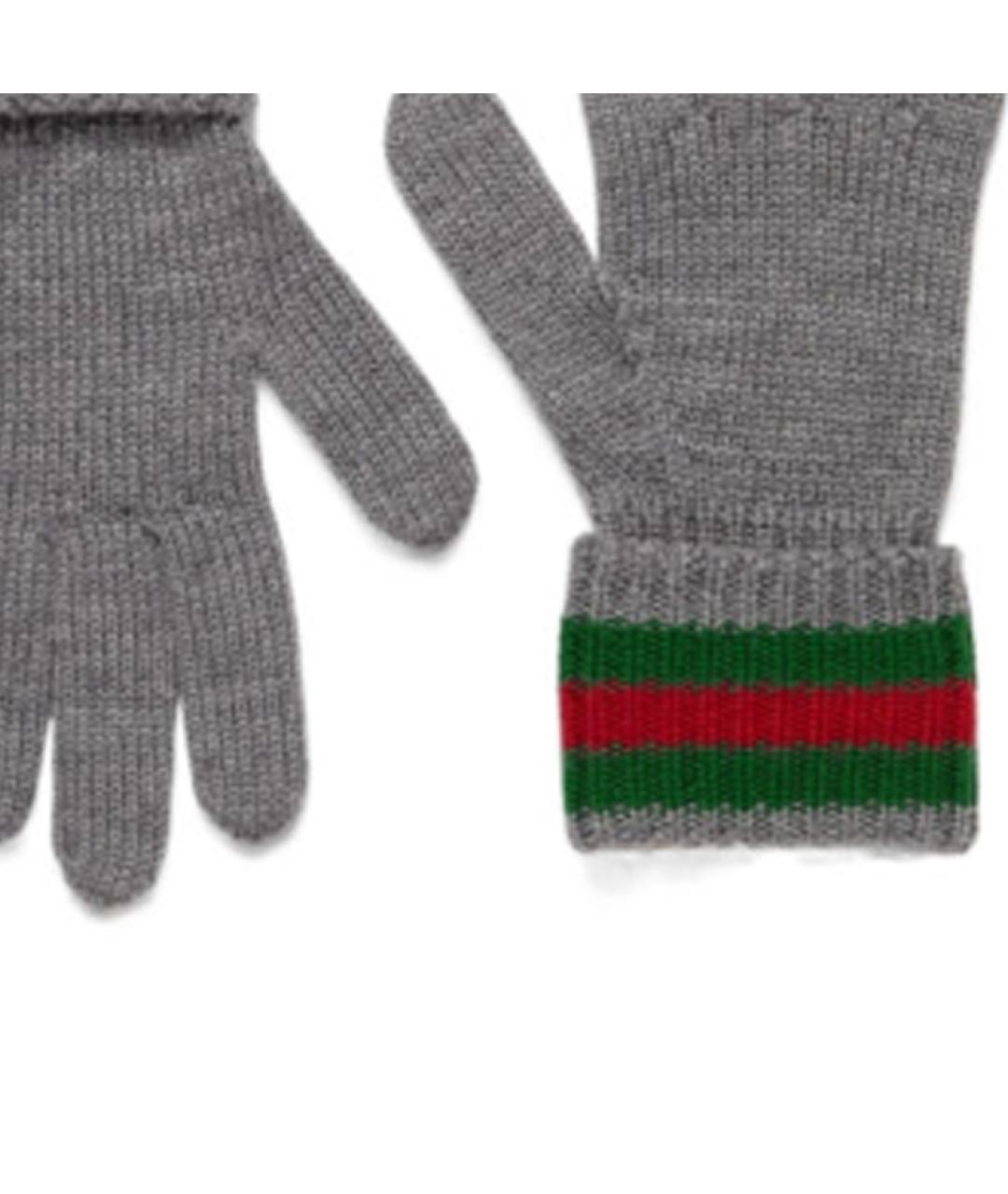 GUCCI Серые перчатки, фото 3