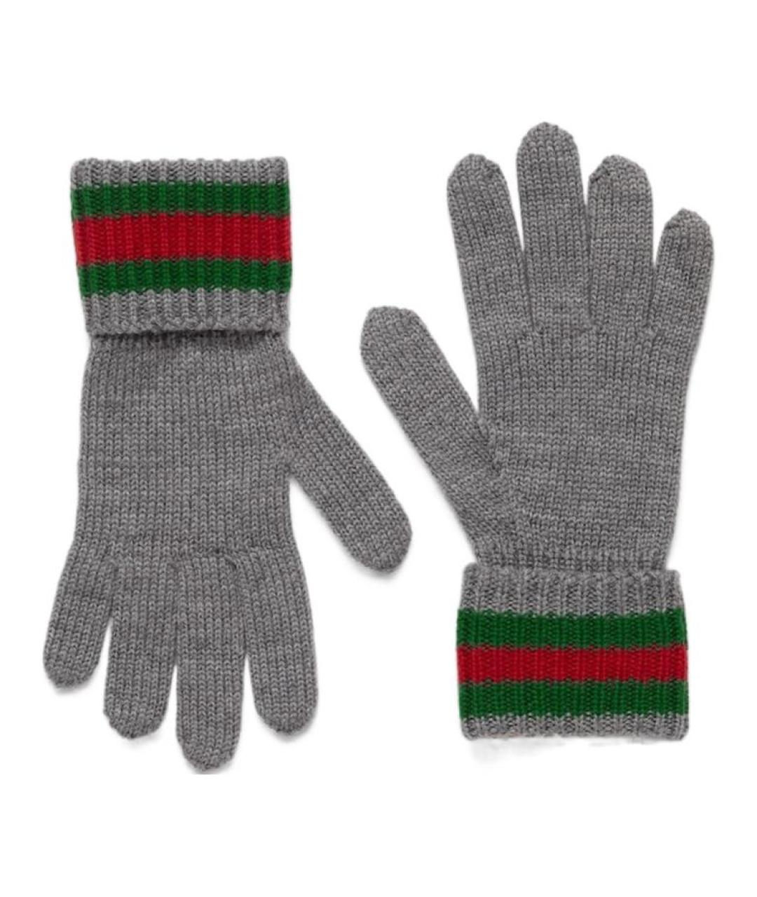 GUCCI Серые перчатки, фото 2