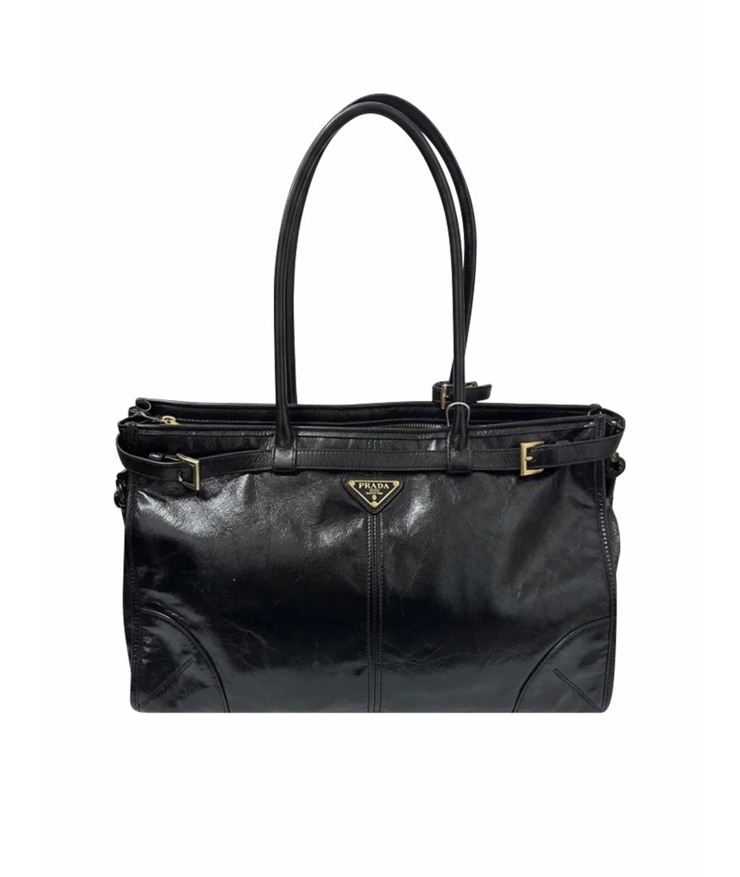 PRADA Черная кожаная сумка тоут, фото 10