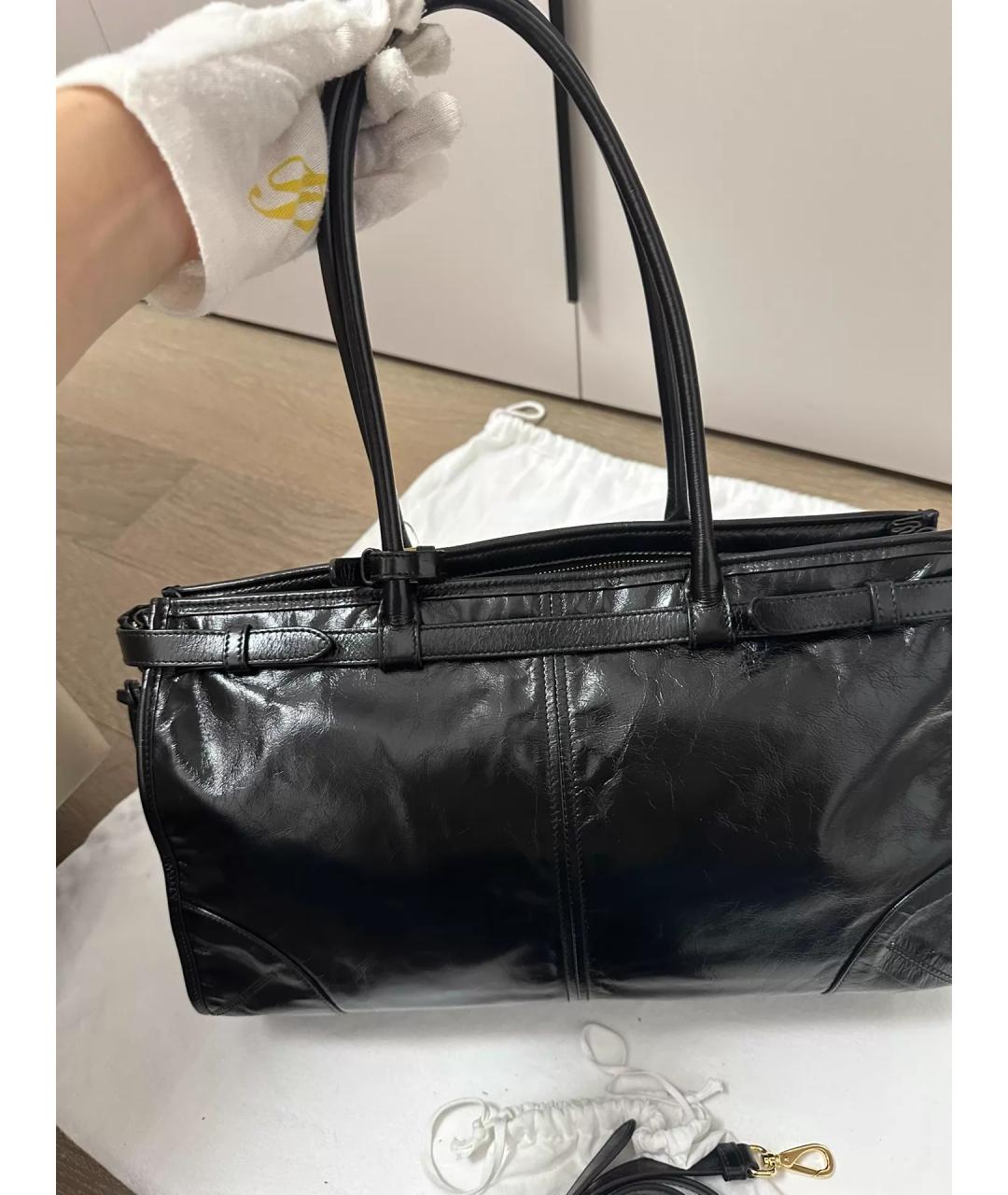 PRADA Черная кожаная сумка тоут, фото 2