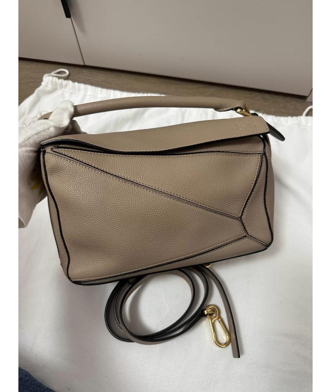 LOEWE Бежевая кожаная сумка через плечо, фото 8