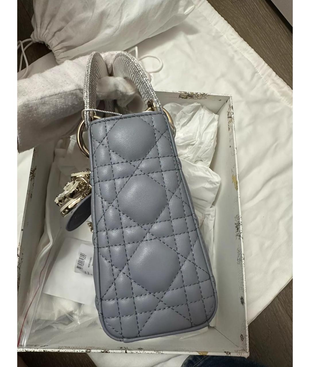 CHRISTIAN DIOR Серая кожаная сумка с короткими ручками, фото 3