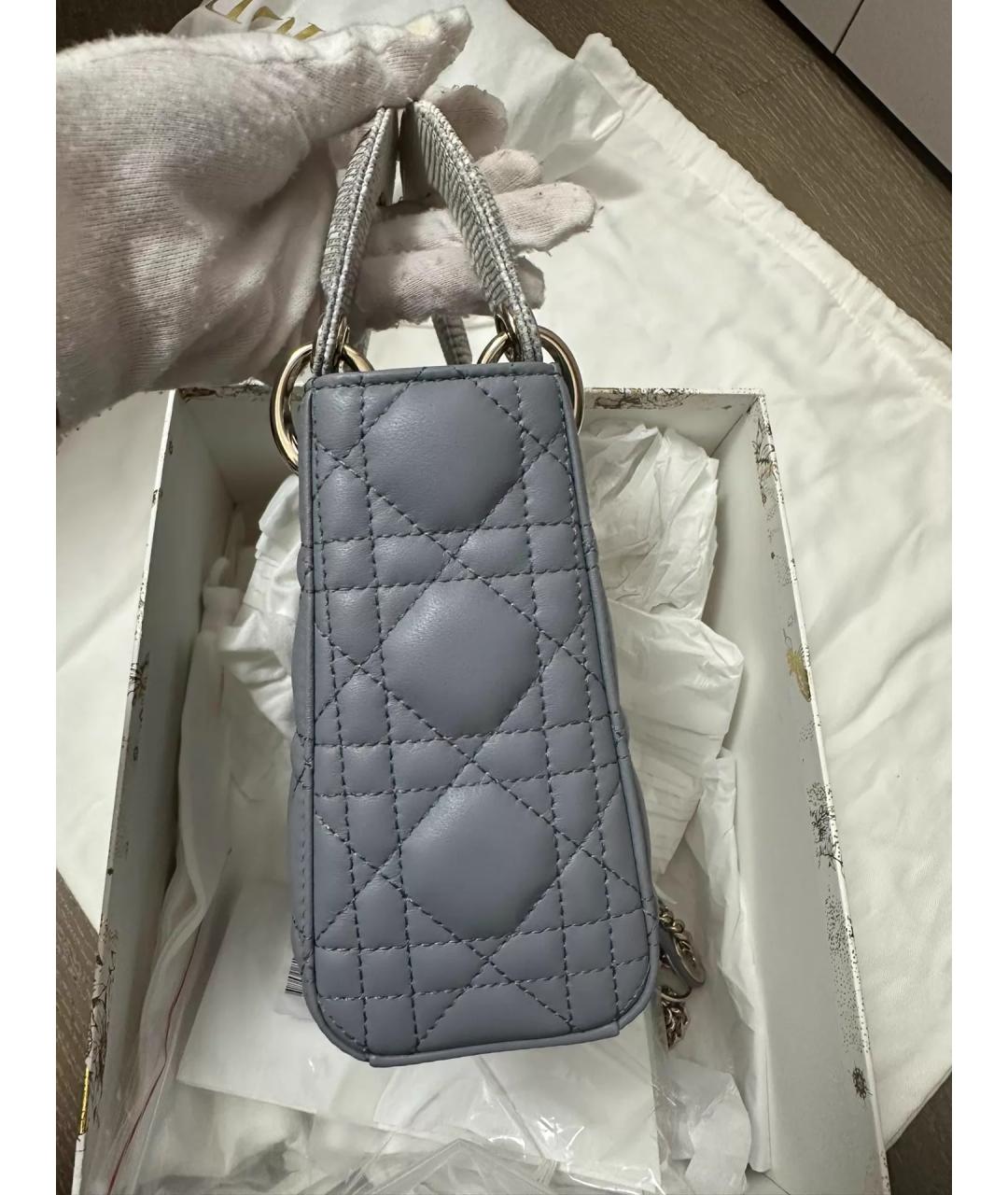 CHRISTIAN DIOR Серая кожаная сумка с короткими ручками, фото 2