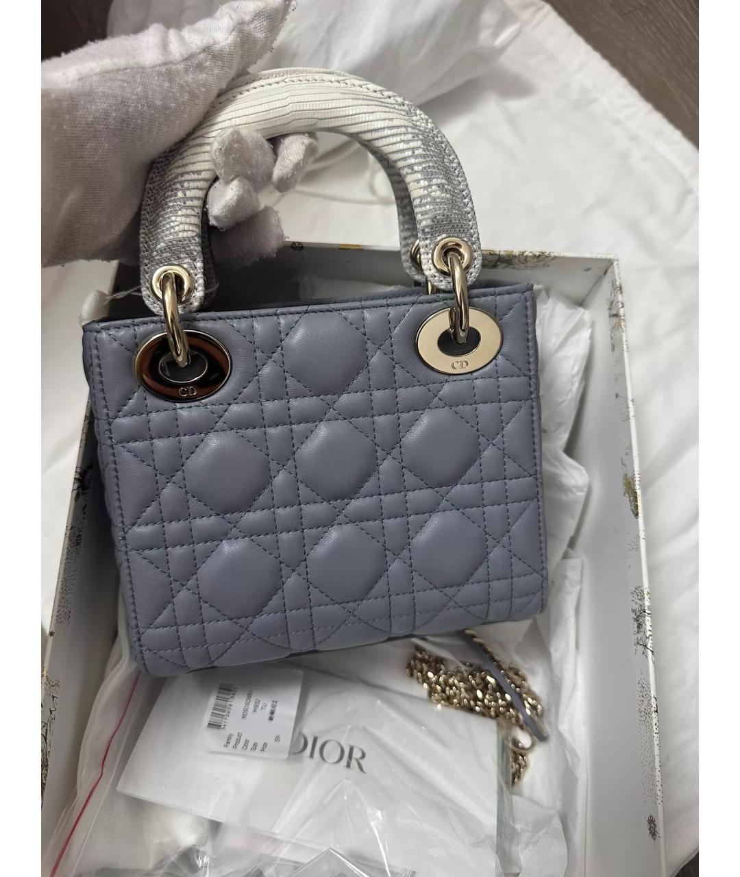 CHRISTIAN DIOR Серая кожаная сумка с короткими ручками, фото 4