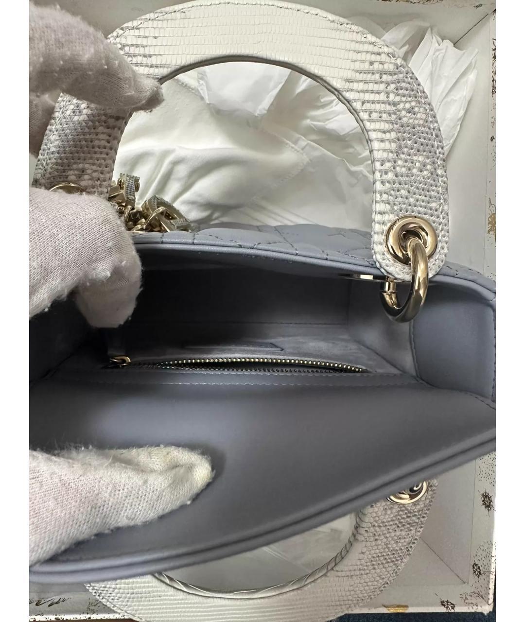 CHRISTIAN DIOR Серая кожаная сумка с короткими ручками, фото 7