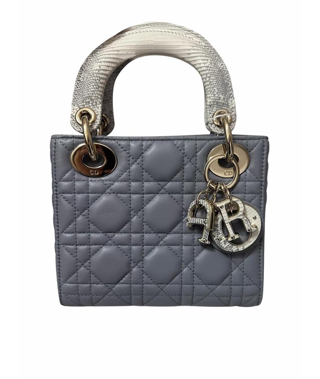CHRISTIAN DIOR Серая кожаная сумка с короткими ручками, фото 1