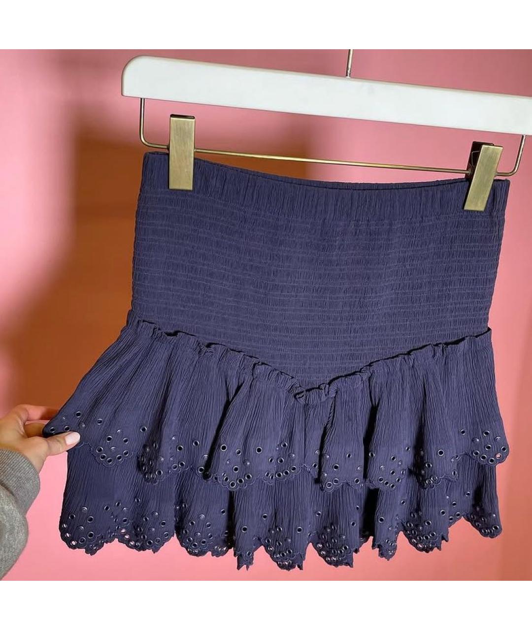 ISABEL MARANT Темно-синяя хлопковая юбка мини, фото 3